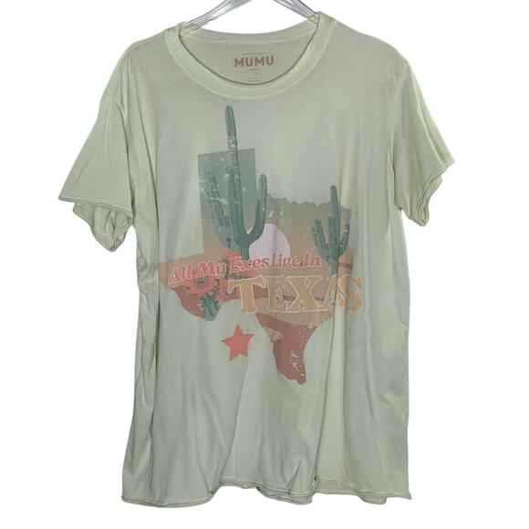 Show Me Your Mumu S My Exes All Live in Texas Airport Tee Shirt Distressed - Picture 1 of 9